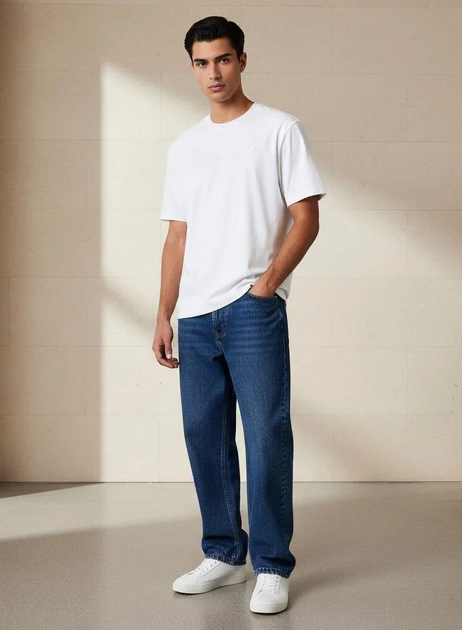 Lee Cooper  Lee Cooper Men Regular Fit Crew Neck Short Sleeves Jacquard T-shirt for Men | Best Price UAE